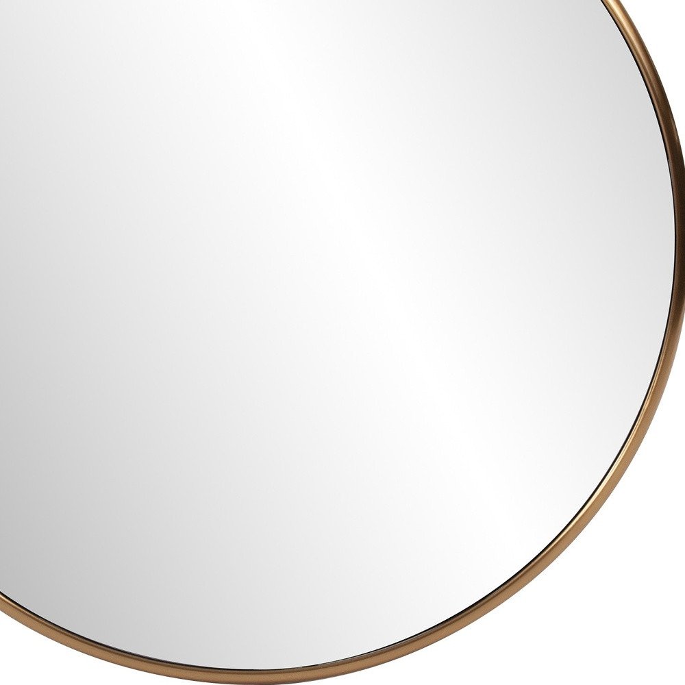 32" Antiqued Brushed Brass Round Wall Mirror