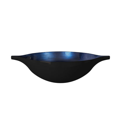 19" Black And Blue Solid Wood Novelty Centerpiece Bowl