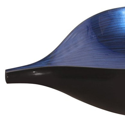 19" Black And Blue Solid Wood Novelty Centerpiece Bowl