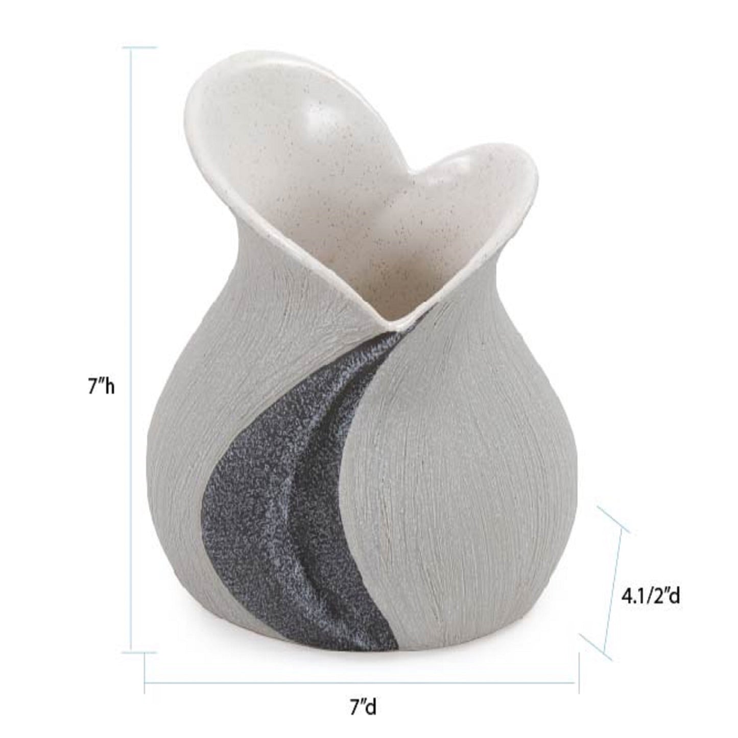 Modern Organic Two Tone Gray Speckle Low Ceramic Vase