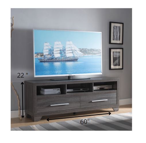 60" Gray Cabinet Enclosed Storage TV Stand