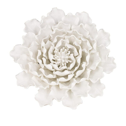 9" Off White Ceramic Flower Hanging Dimensional Sculpture