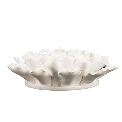 9" Off White Ceramic Flower Hanging Dimensional Sculpture