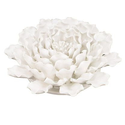 9" Off White Ceramic Flower Hanging Dimensional Sculpture