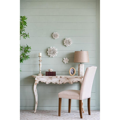 9" Off White Ceramic Flower Hanging Dimensional Sculpture