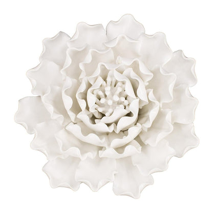 6" Off White Ceramic Flower Hanging Dimensional Sculpture