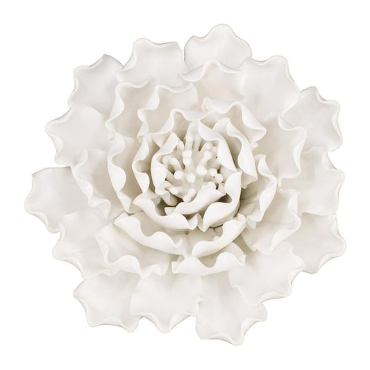 6" Off White Ceramic Flower Hanging Dimensional Sculpture