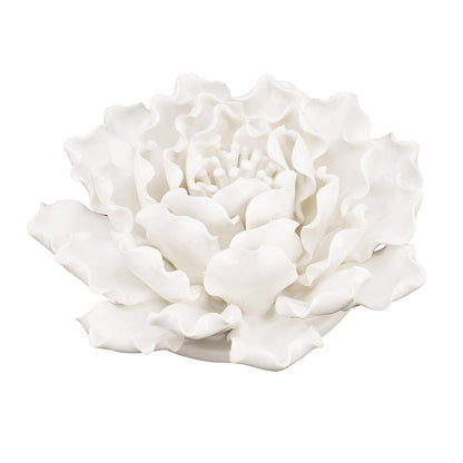 6" Off White Ceramic Flower Hanging Dimensional Sculpture