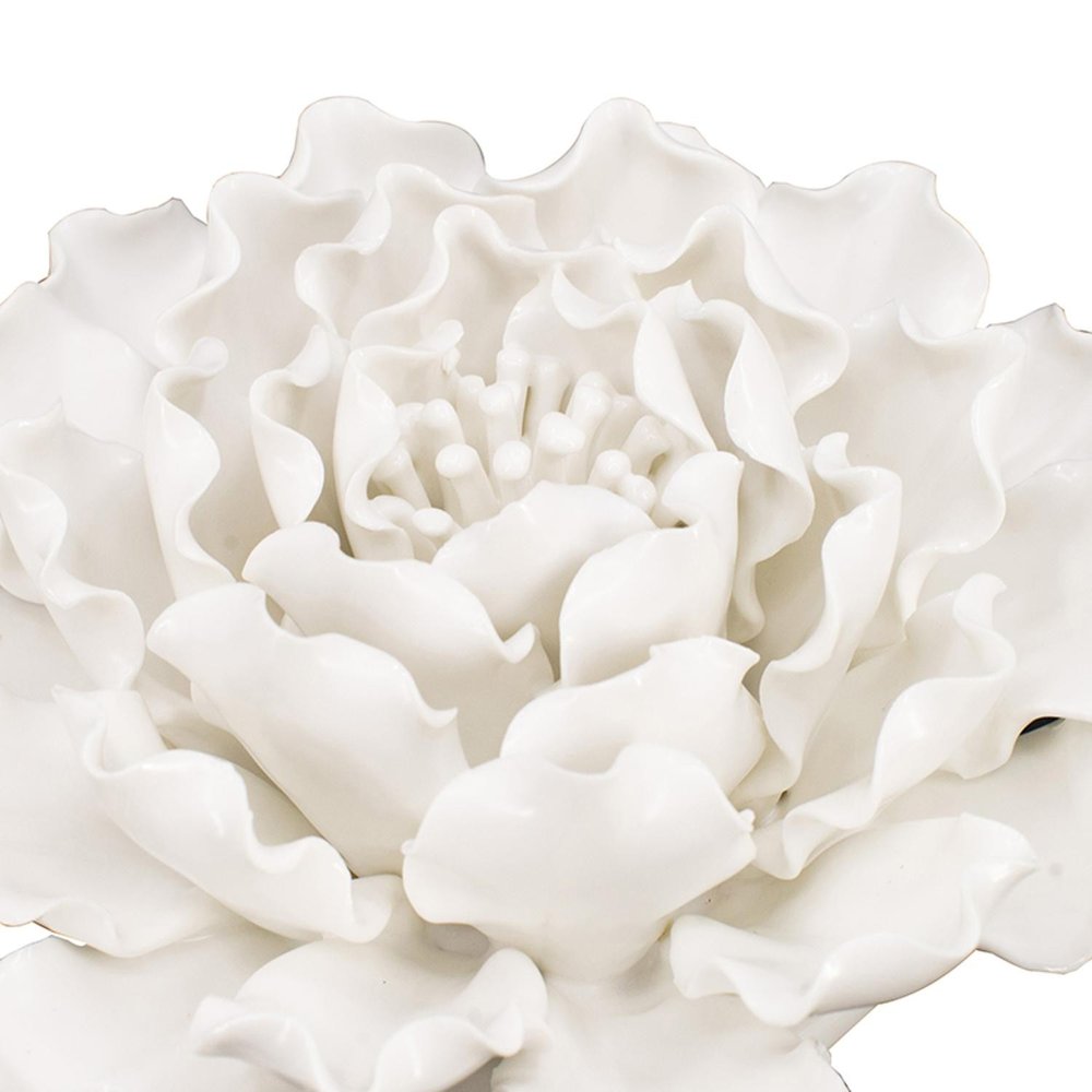 6" Off White Ceramic Flower Hanging Dimensional Sculpture