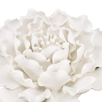 6" Off White Ceramic Flower Hanging Dimensional Sculpture