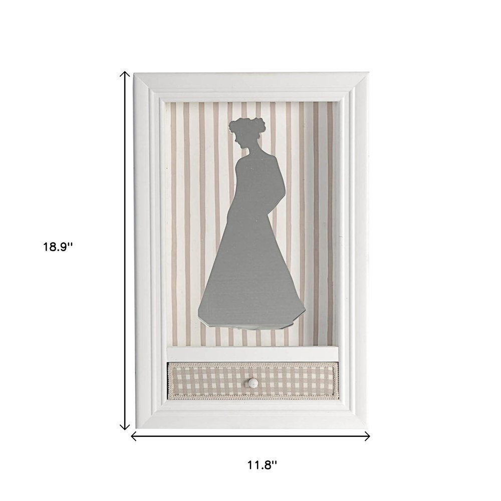 19" X 12" White Glass And Wood Mother Framed Art