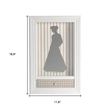 19" X 12" White Glass And Wood Mother Framed Art