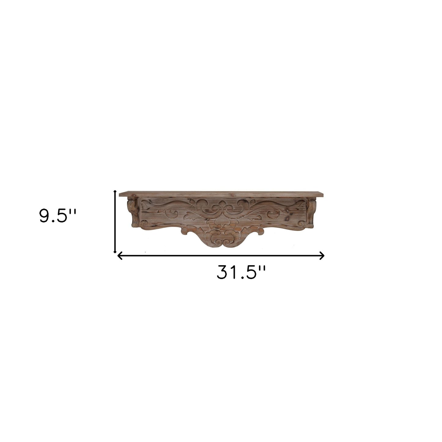 Charming Carved Floral Scroll Wooden Wall Shelf