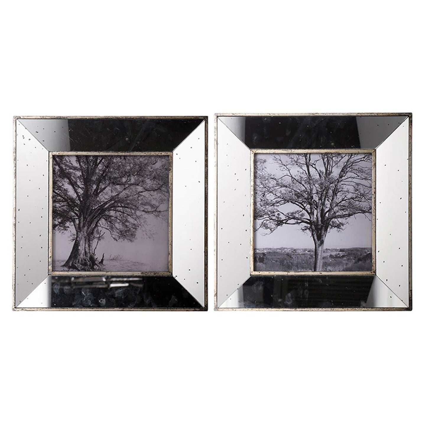 Set of 2 Vintage Style Mirrored Square Picture Frames