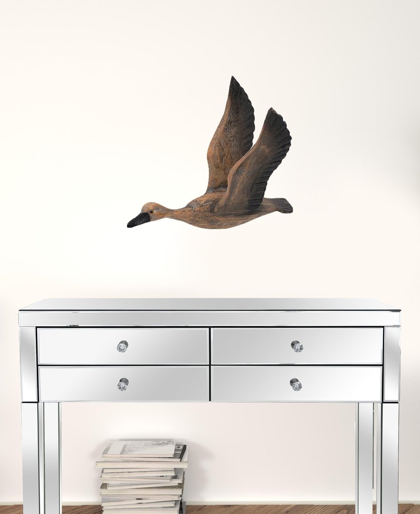 Set of Three Brown Wood Novelty Hanging Dimensional Sculpture