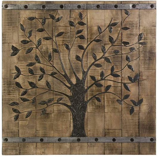 Rustic Brown Barn Door Tree of Life Wall Art