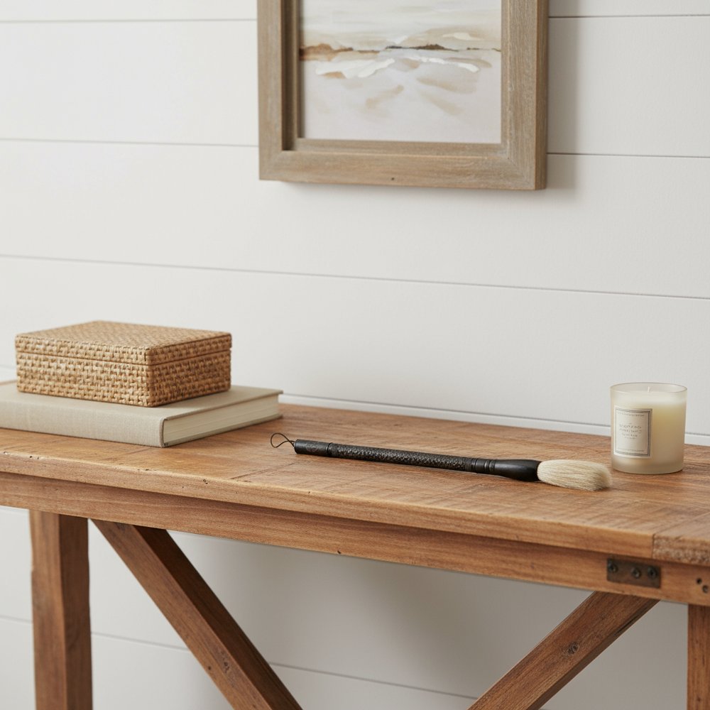 Brown Carved Scroll Wood Decorative Calligraphy Brush