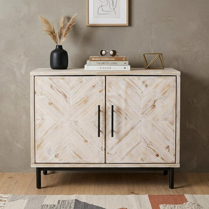 Modern Farmhouse Rustic Natural Accent Storage Cabinet