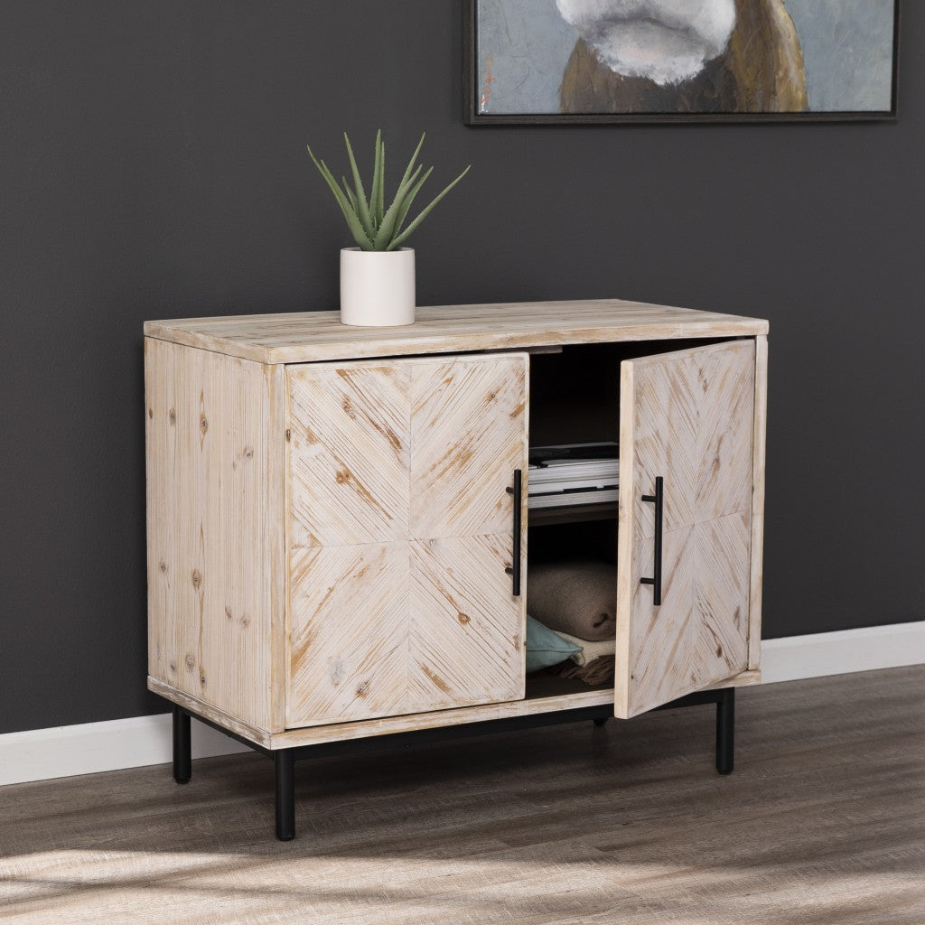 Modern Farmhouse Rustic Natural Accent Storage Cabinet