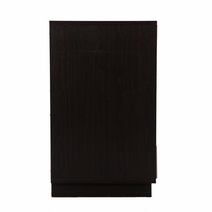 32" Dark Brown And Natural Carved Floral Sideboard with Two Doors