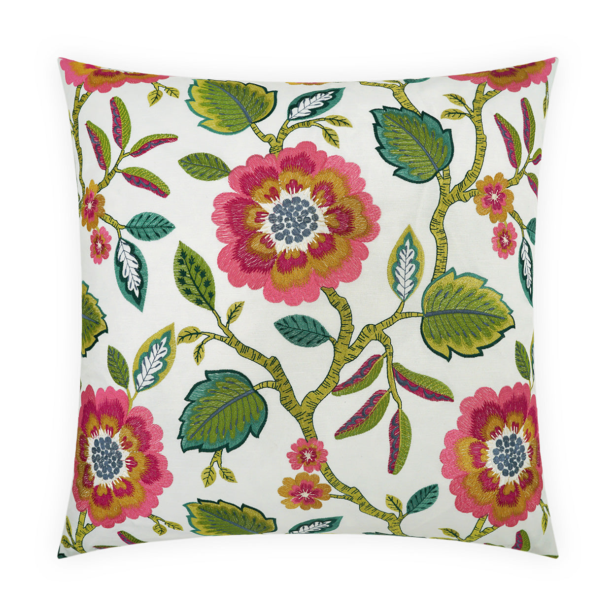 D.V. KAP HOME   24" x 24" Folklore Pillow Floral, Embroidery    - 4017-2424