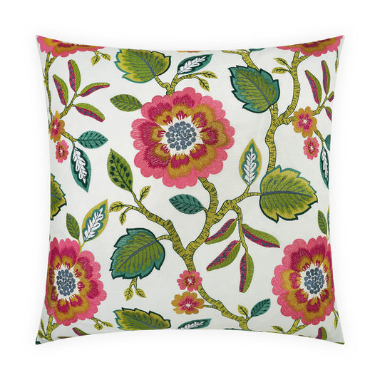D.V. KAP HOME   24" x 24" Folklore Pillow Floral, Embroidery    - 4017-2424