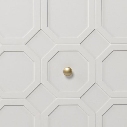 40" White Carved Geometric Sideboard with Two Doors