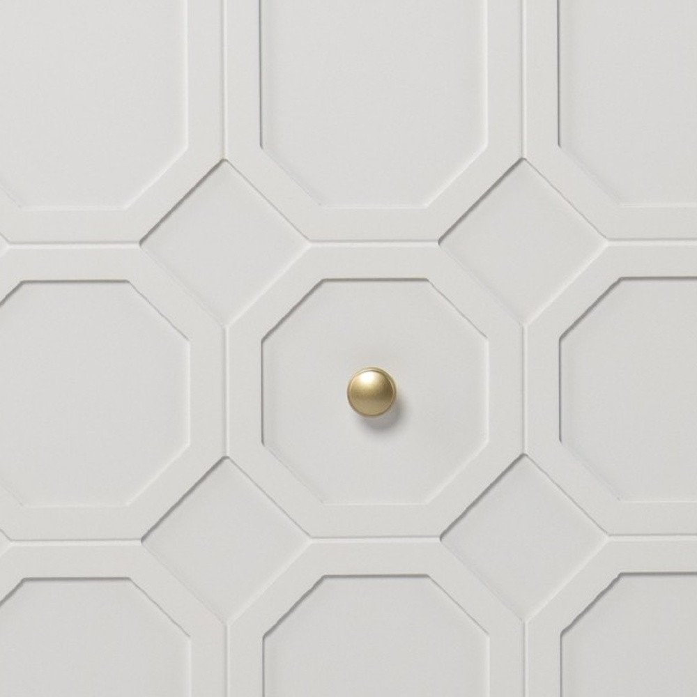 40" White Carved Geometric Sideboard with Two Doors