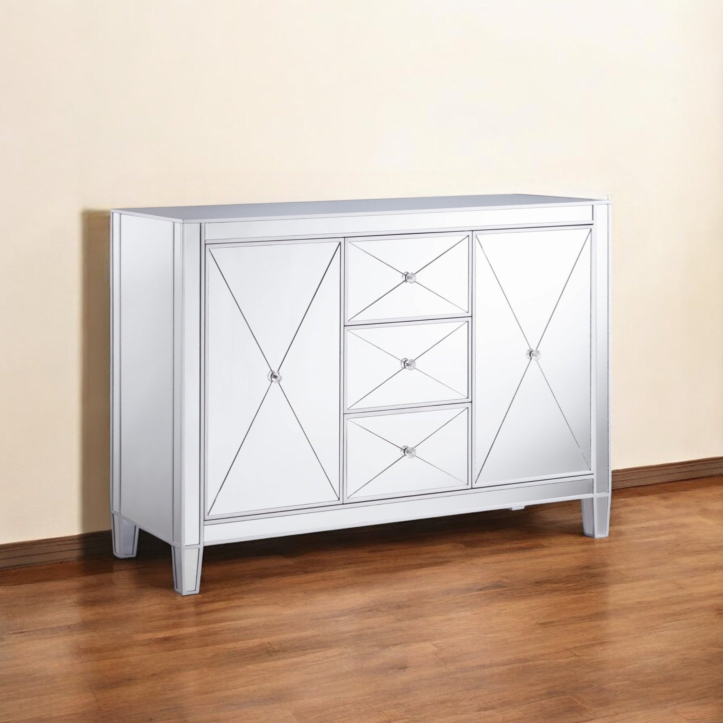 Glamorous Mirrored Bling Multi Storage Accent Cabinet