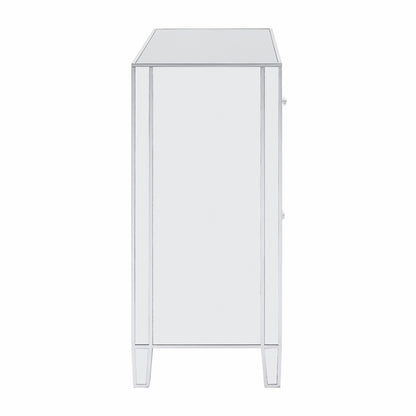 40" Silver Glass Three Drawer Sideboard with Three Doors