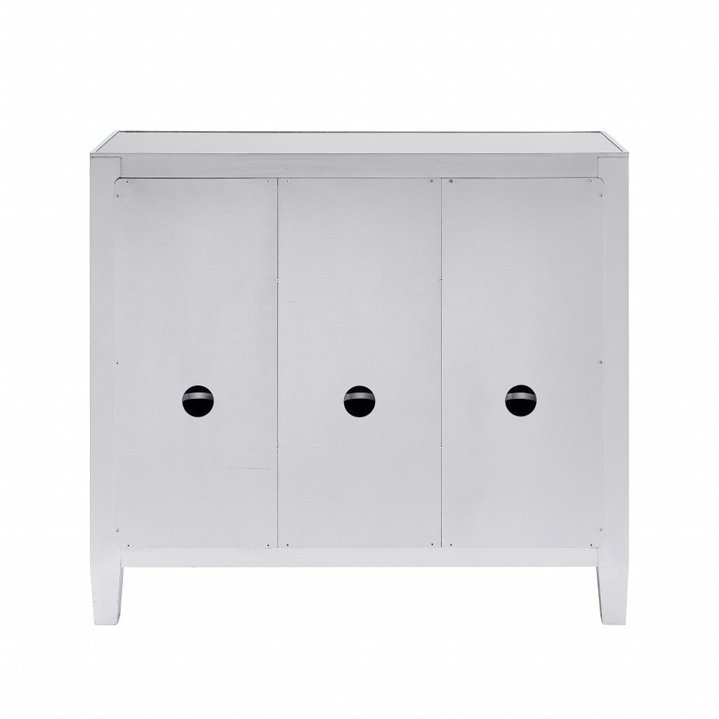 Glamorous Mirrored Bling Three Door Accent Cabinet