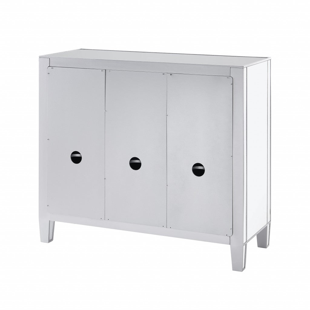 Glamorous Mirrored Bling Three Door Accent Cabinet