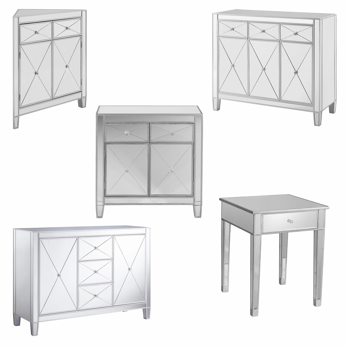 Glamorous Mirrored Bling Two Door Storage Accent Cabinet