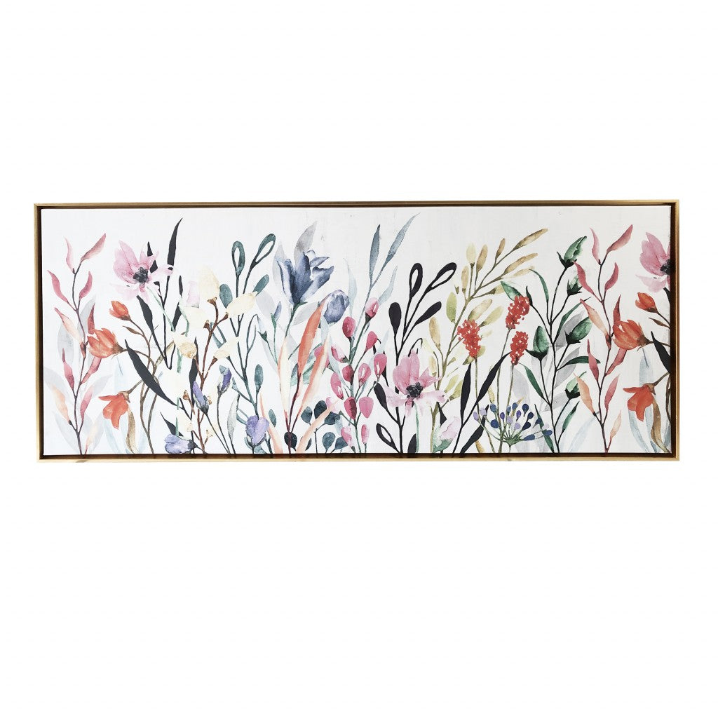 Rainbow of Wildflowers Framed Giclee Wall Art Floater Frame Graphic Art Wall Art