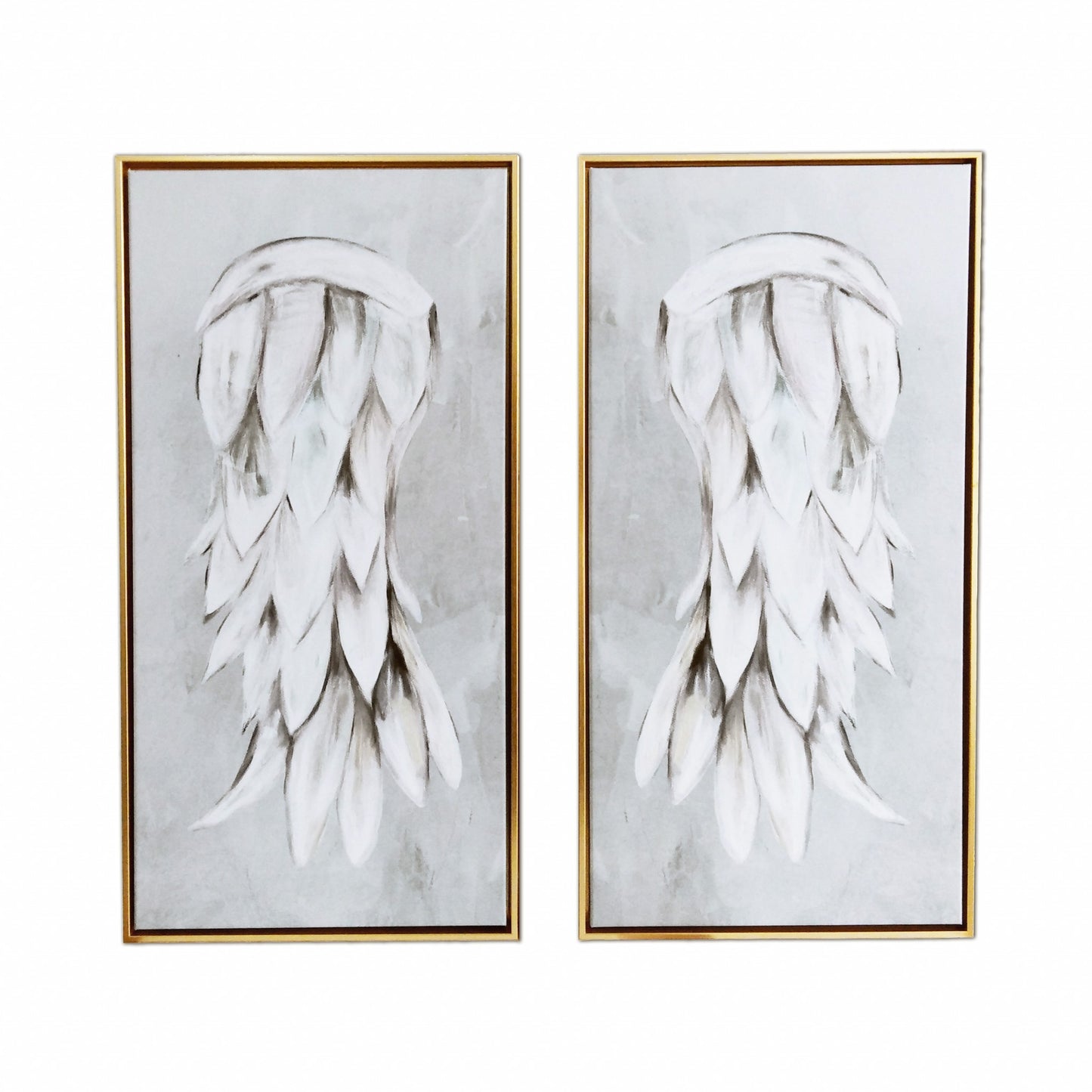 Set Of Two Innocent Angel Wings Framed Canvas Wall Art Floater Frame Graphic Art Wall Art