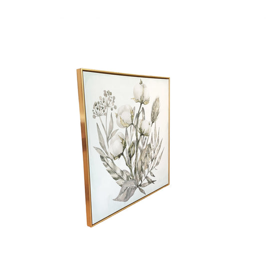 White Cotton Branch Framed Canvas Wall Art Floater Frame Graphic Art Wall Art