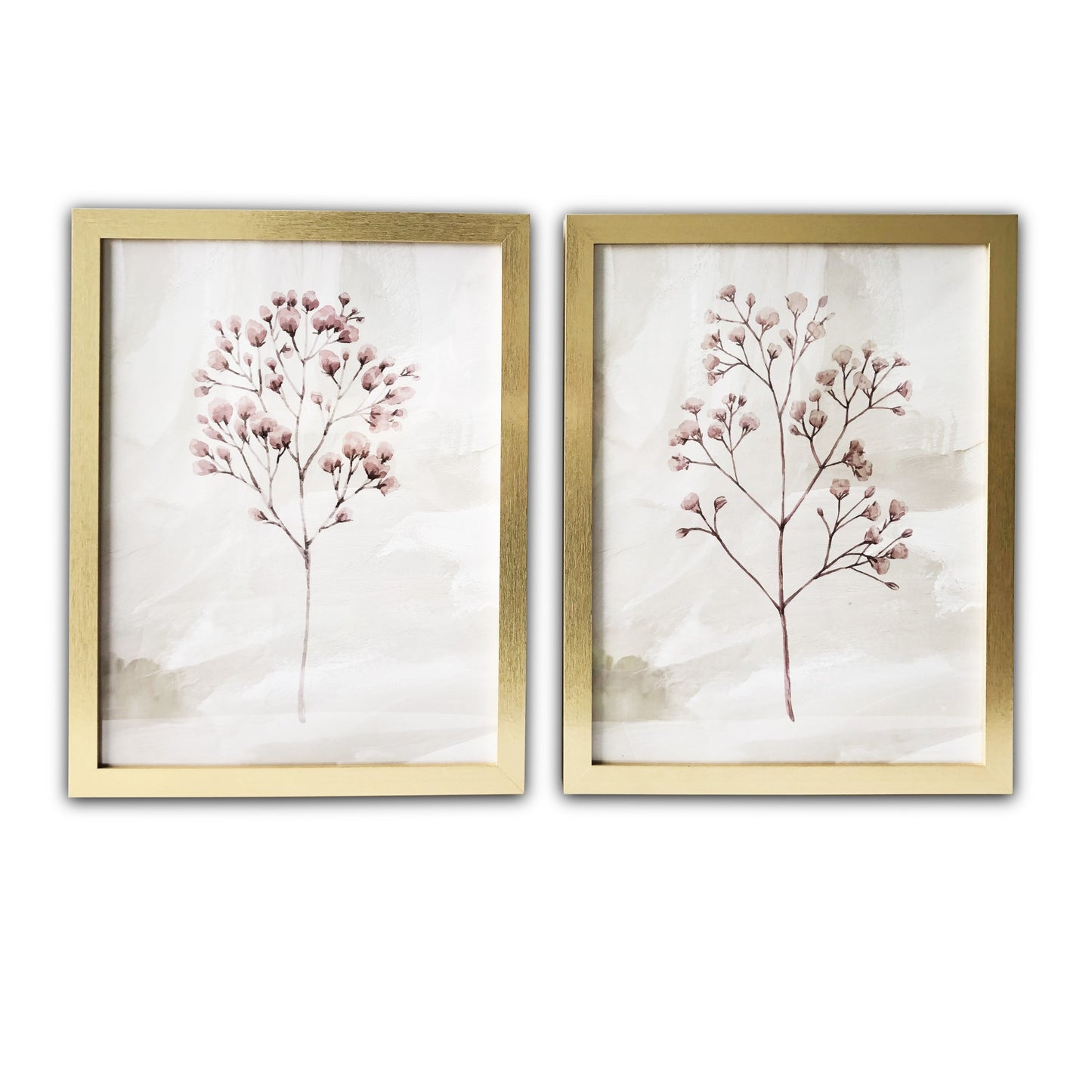 Set Of Two Two Piece Blush Pink Branch Framed Wall Art Picture Frame Graphic Art Wall Art