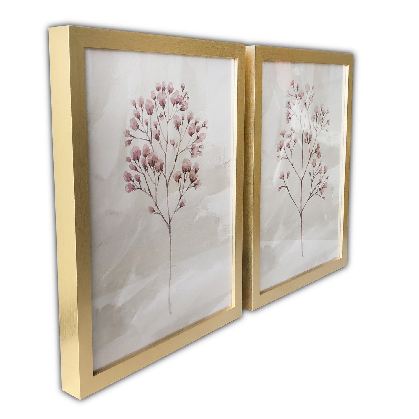 Set Of Two Two Piece Blush Pink Branch Framed Wall Art Picture Frame Graphic Art Wall Art