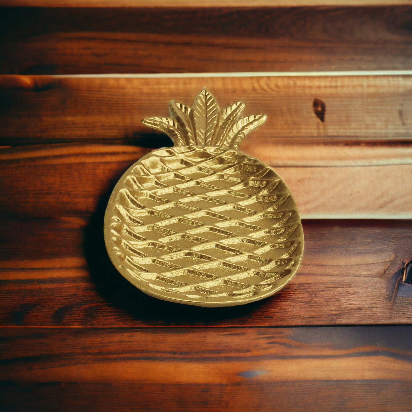 10" Gold Cast Iron Pineapple Centerpiece Shallow Bowl or Tray