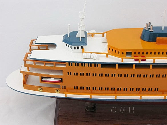 11" Maroon Staten Island Ferry Boat Hand Painted Decorative Boat