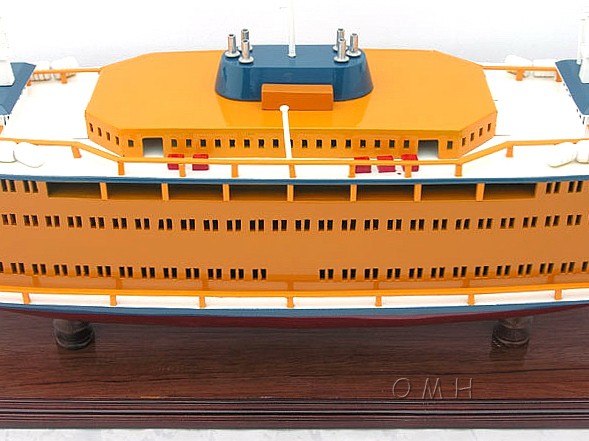11" Maroon Staten Island Ferry Boat Hand Painted Decorative Boat