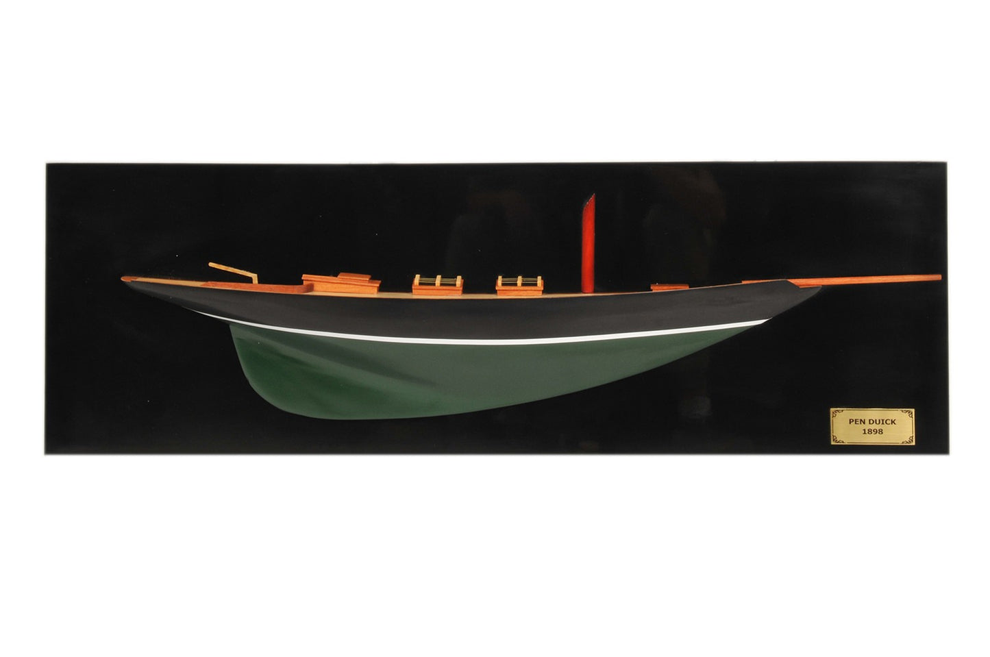 12" Black and Green c1898 Pen Duick Half-Hull Hand Painted Decorative Boat