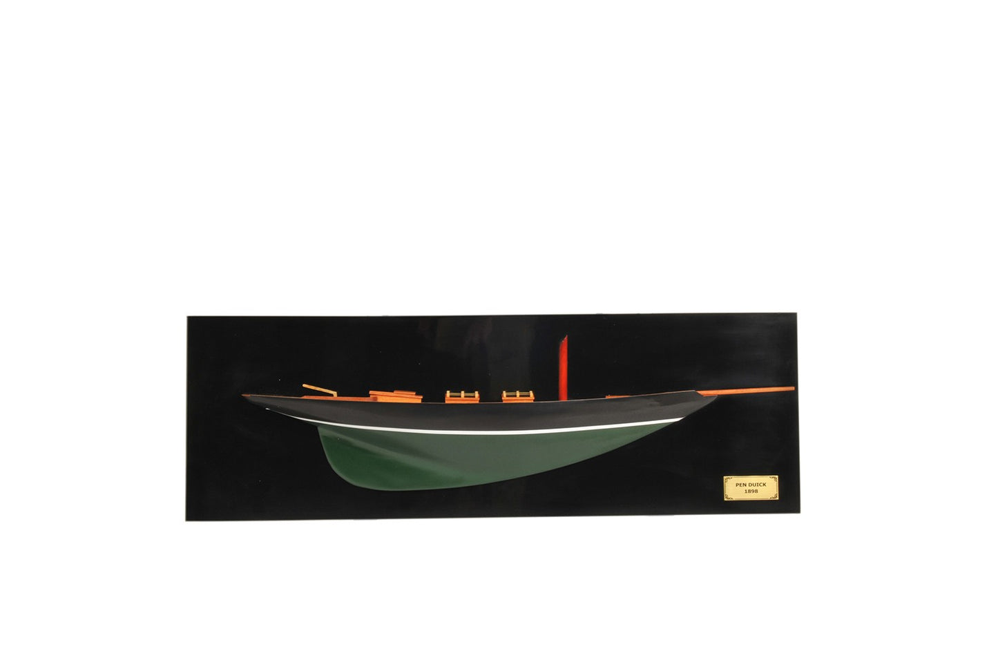 12" Black and Green c1898 Pen Duick Half-Hull Hand Painted Decorative Boat