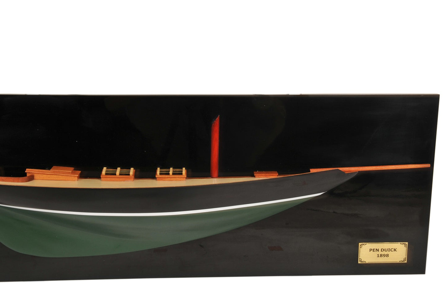 12" Black and Green c1898 Pen Duick Half-Hull Hand Painted Decorative Boat