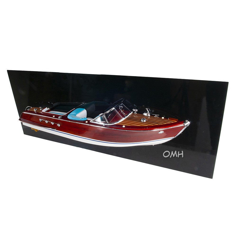 12" Wood Brown Riva Aquarama Half Hull Hand Painted Decorative Boat