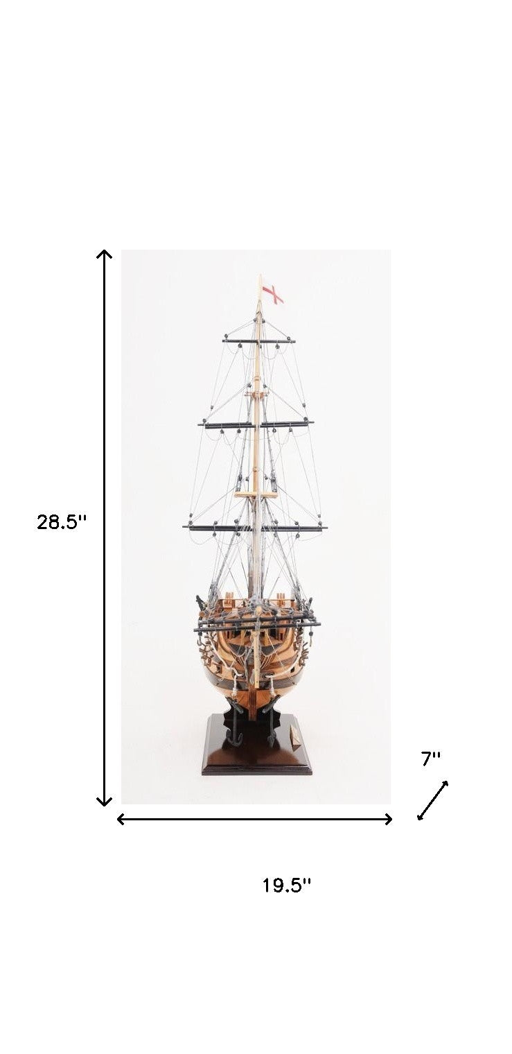 29" Wood Brown HMS Victory Bow Section Hand Painted Decorative Boat