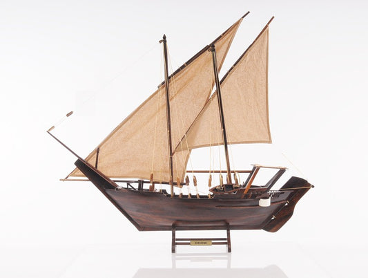 27" Wood Brown Dhow Hand Painted Decorative Boat