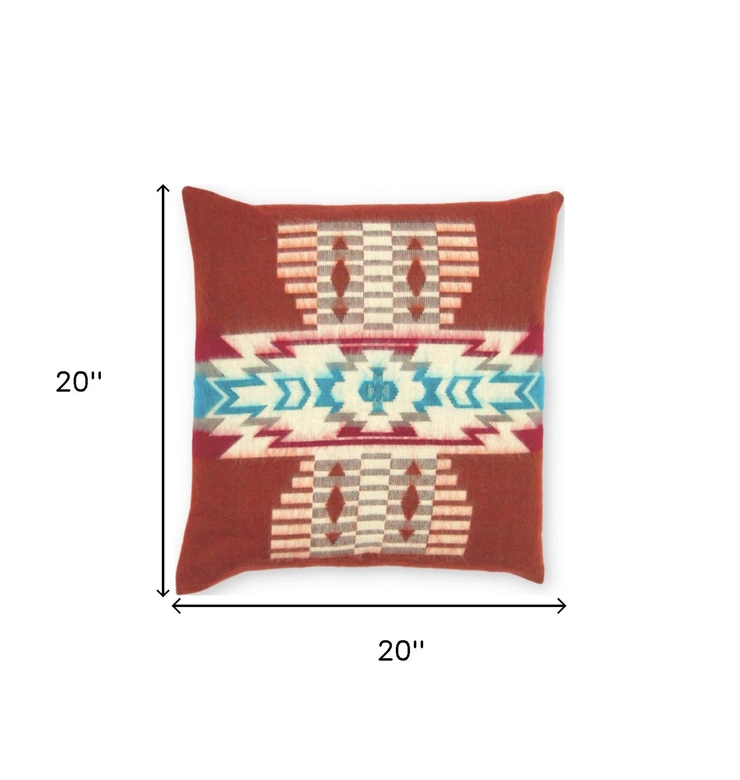 20" Brown and White Southwestern Acrylic Throw Pillow Cover