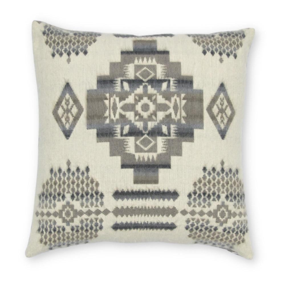 20" Gray and White Southwestern Acrylic Throw Pillow Cover