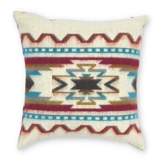 16" Red and White Southwestern Acrylic Throw Pillow Cover